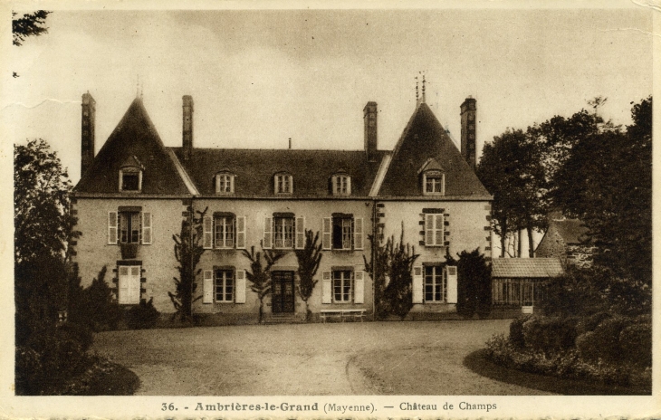 Château de Champs (carte postale de 1930) - Ambrières-les-Vallées