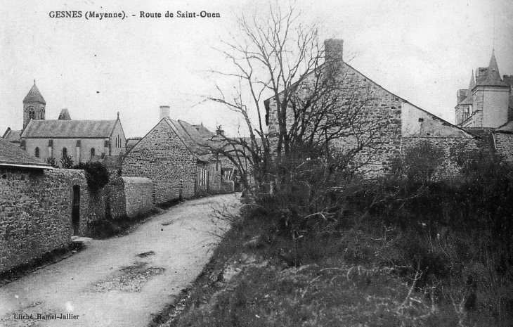 Début XXe siècle - Route de Saint-Ouen (carte postale ancienne). - Gesnes