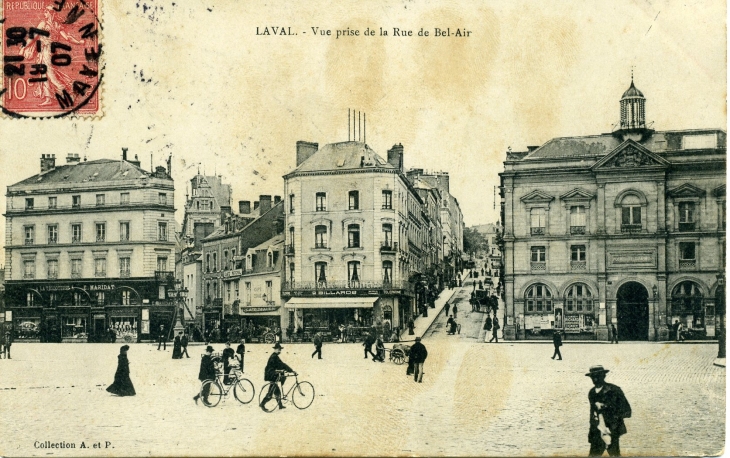 Vue prise de la rue de Bel-Air (carte postale de 1907) - Laval