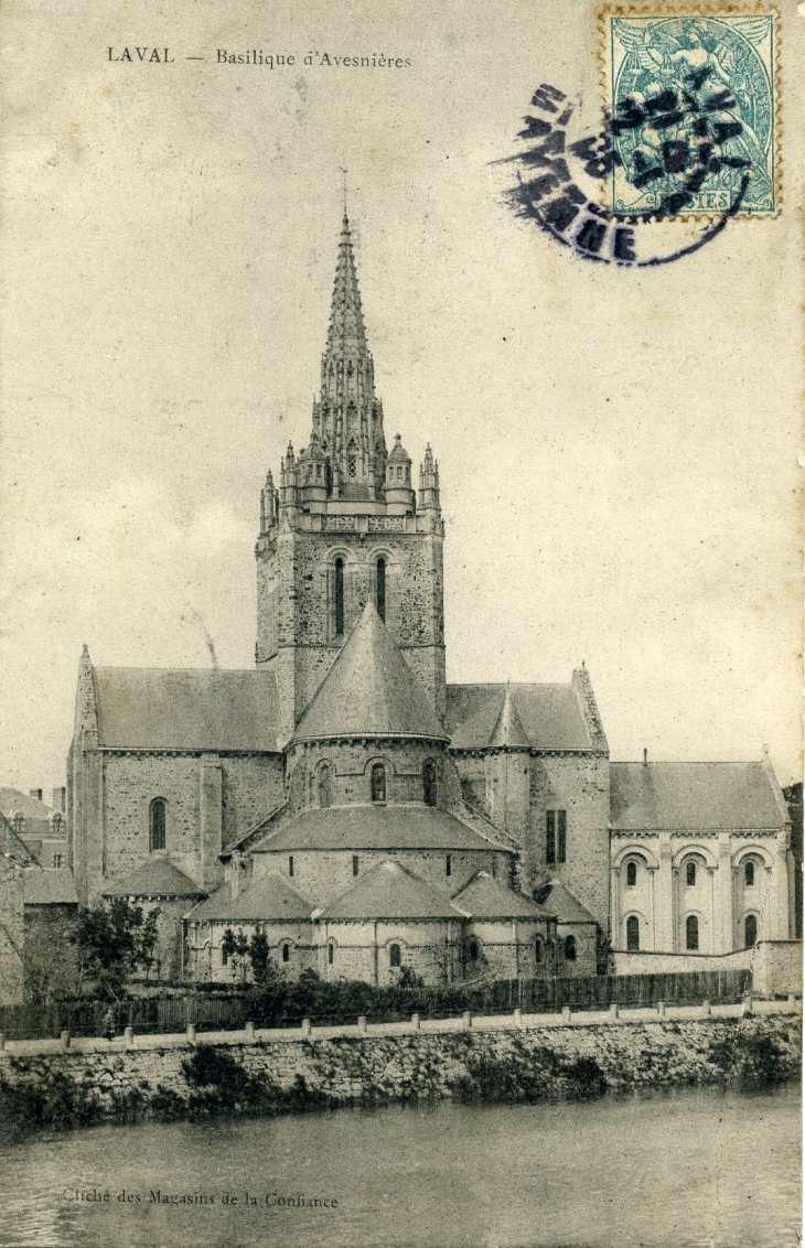 Basilique d'Avesnières (carte postale de 1905) - Laval