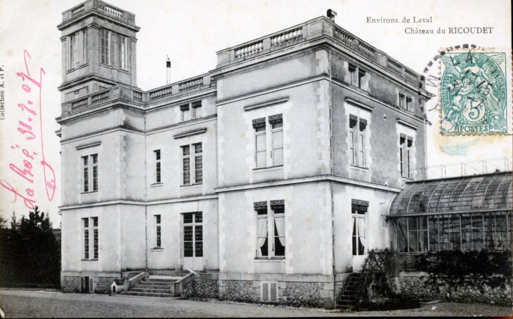 Château du Ricoudet, vers 1907 (carte postale ancienne). - Laval