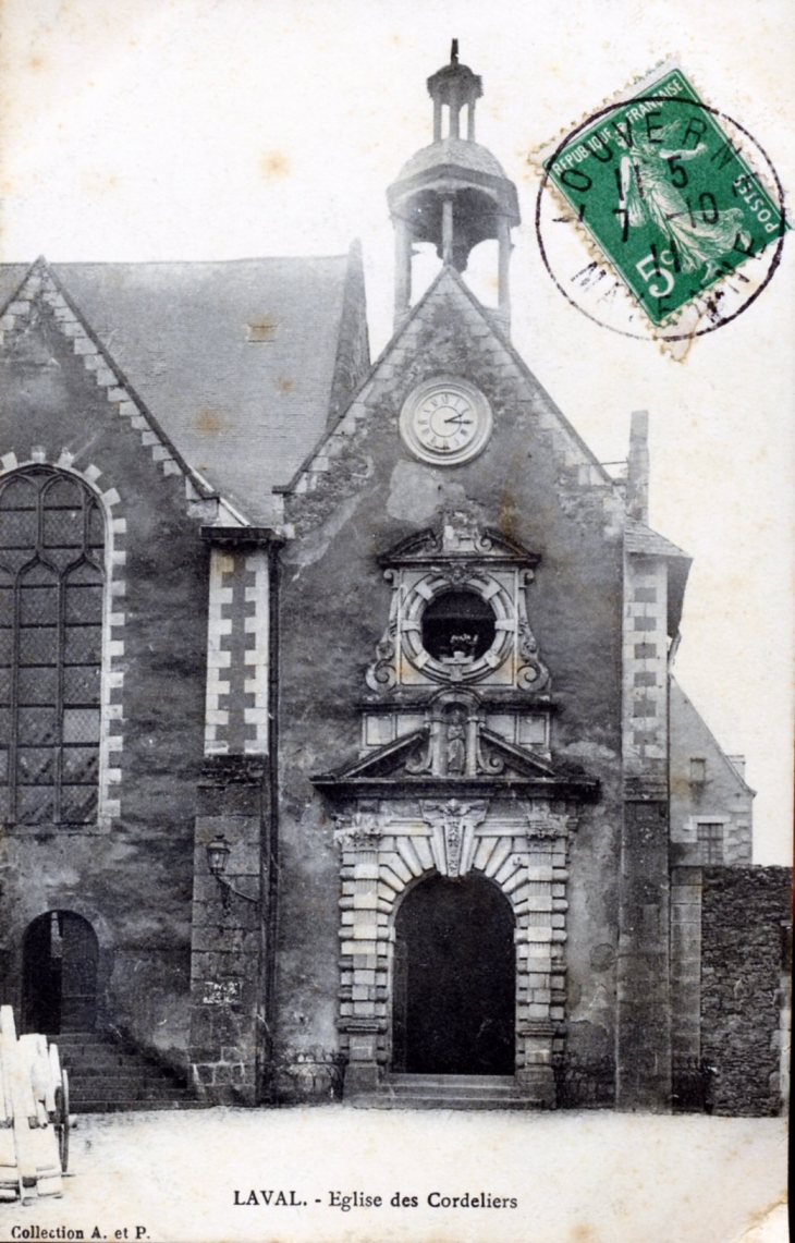 Eglise des Cordeliers , vers 1911 (carte postale ancienne). - Laval