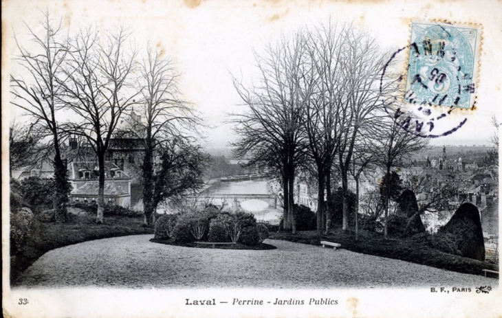 Perrine - Jardins Publics, vers 1905 (carte postaleancienne). - Laval