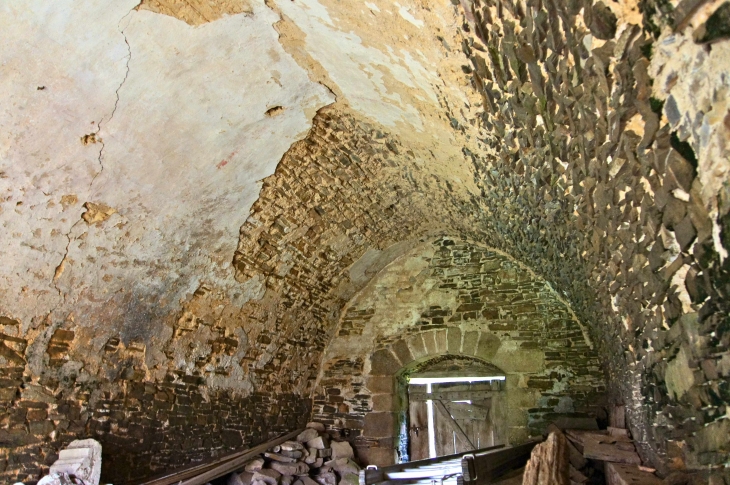 Voûte en schiste : passage des convers, abbaye de Clermont. - Olivet