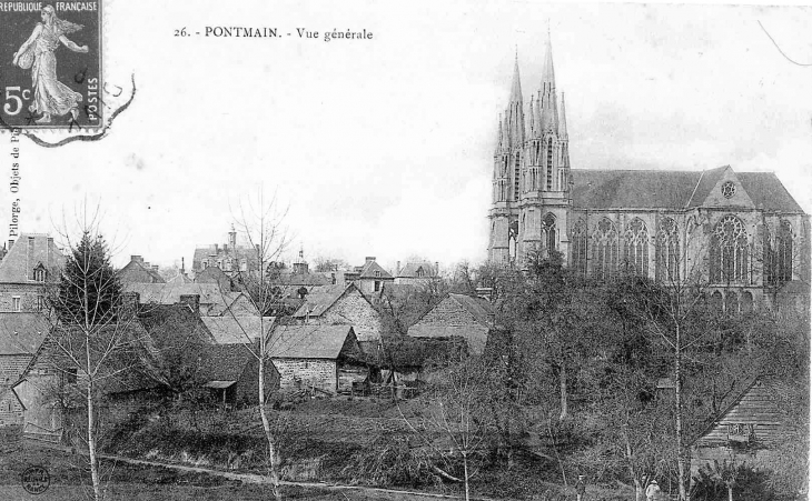 Vers 1910, vue générale (carte postale ancienne). - Pontmain