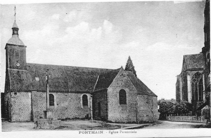 Eglise paroissiale (carte postale ancienne). - Pontmain