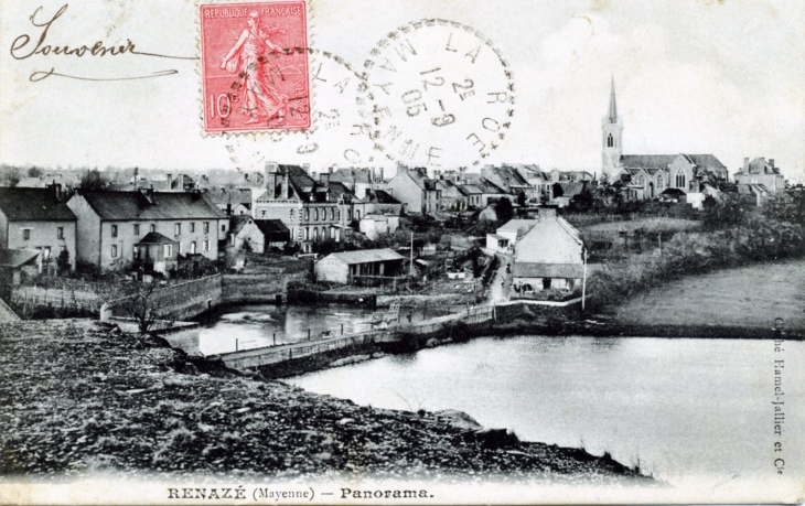 Panorama, vers 1905 (carte postale ancienne). - Renazé