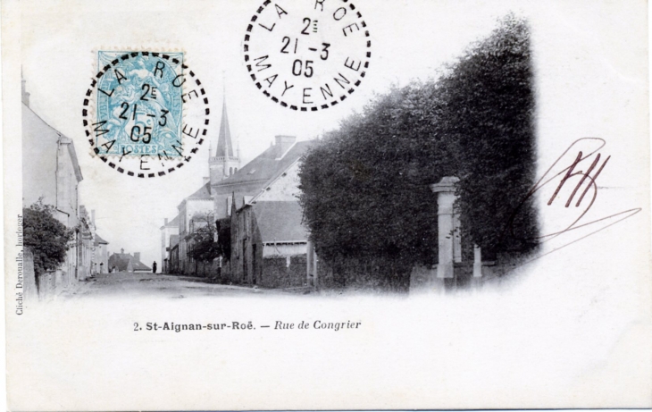 Rue de Congrier, vers 1905 (carte postale ancienne). - Saint-Aignan-sur-Roë