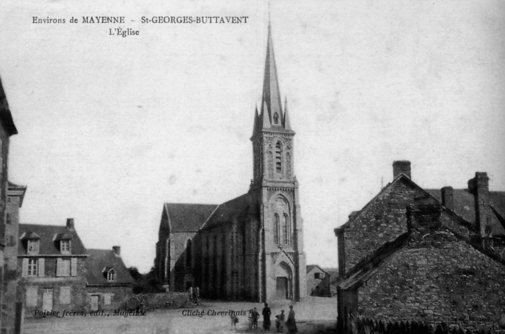 L'église saint Georges, vers 1910 (carte postale ancienne). - Saint-Georges-Buttavent