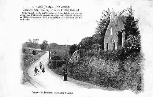 Chapelle Saint-Trèche, prise de l'Hôtel Paillard (1921). - Saint-Jean-sur-Mayenne