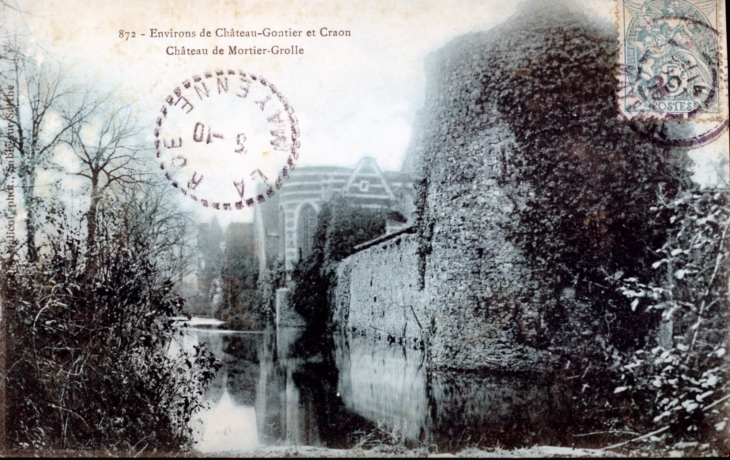 Château de Mortier-Grolle, vers 1905 (carte postale ancienne). - Saint-Quentin-les-Anges