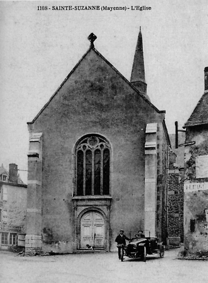 L'église Sainte Suzanne, vers 1905 (carte postale ancienne) - Sainte-Suzanne