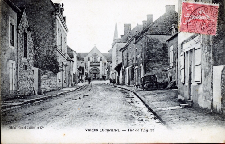 Vue de l'église, vers 1906 (carte postale ancienne). - Vaiges