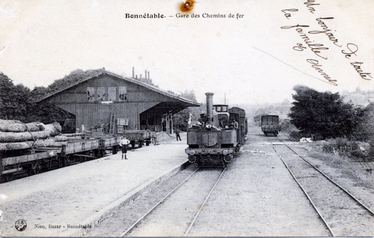 Gare des Chemins de Fer, vers 1915 (carte postale ancienne). - Bonnétable