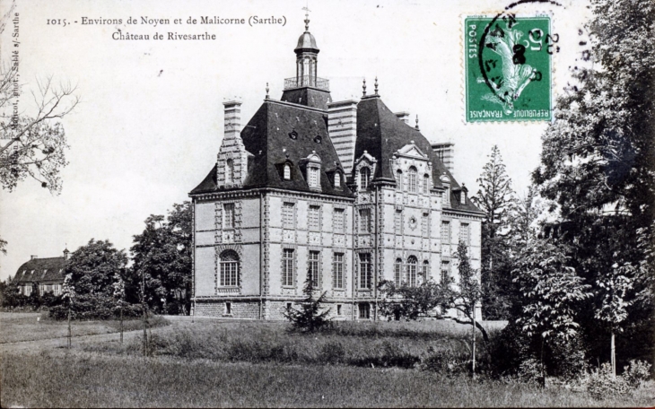 Le Château de Rivesarthe, vers 1906 (carte postale ancienne). - Malicorne-sur-Sarthe