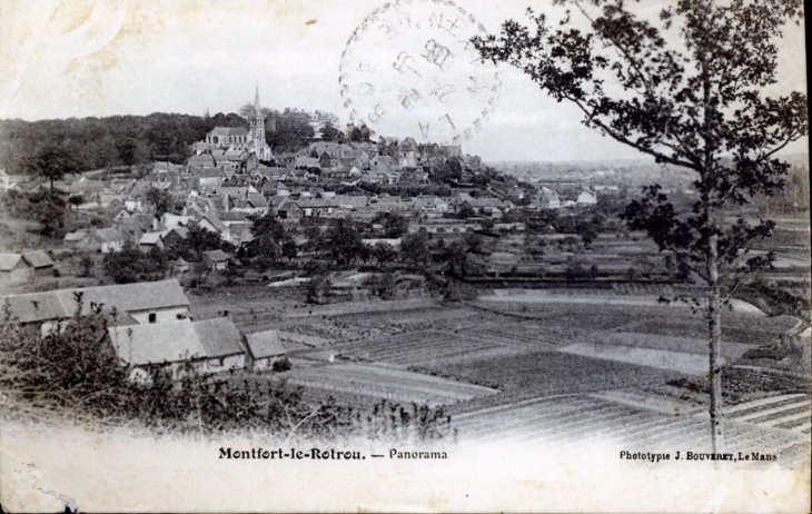 Panorama, vers 1905 (carte postale ancienne). - Montfort-le-Gesnois