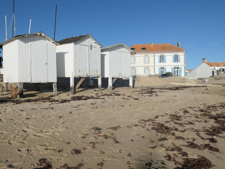 Le Vieil : la plage de Clère cabanes de pêcheurs - Noirmoutier-en-l'Île