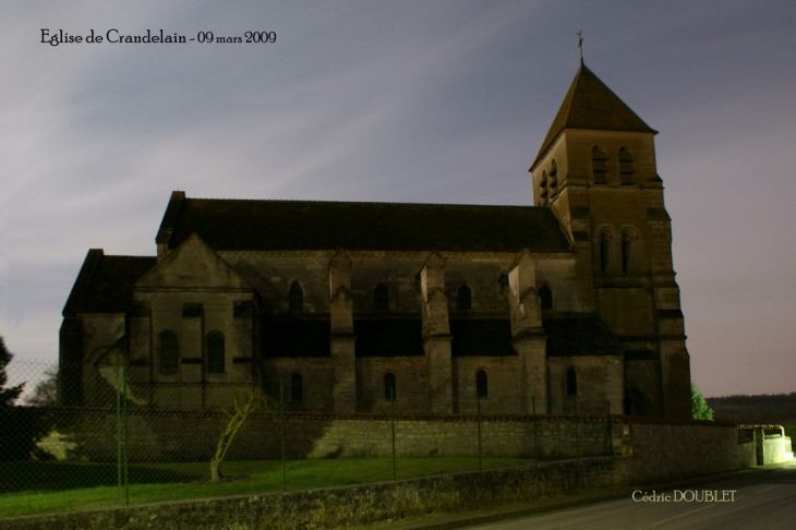 Eglise de Crandelain prise en pose longue un soir de mars vers 21h00 - Colligis-Crandelain