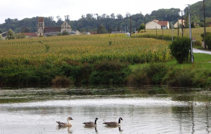 Le village vu de l'étang - Glennes