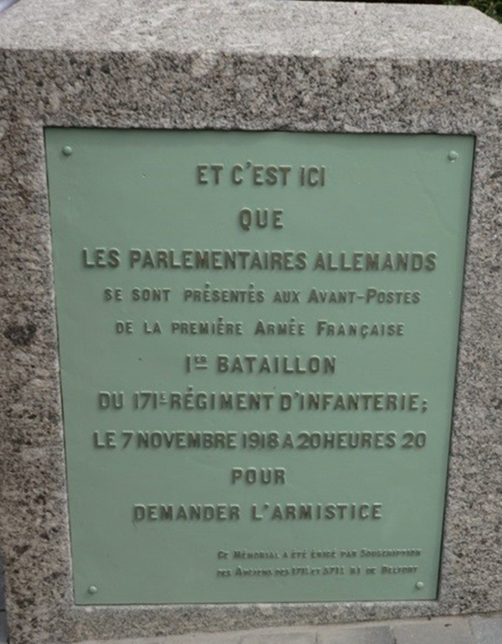 La pierre d'Haudroy : le cessez le feu de 1918 - La Flamengrie