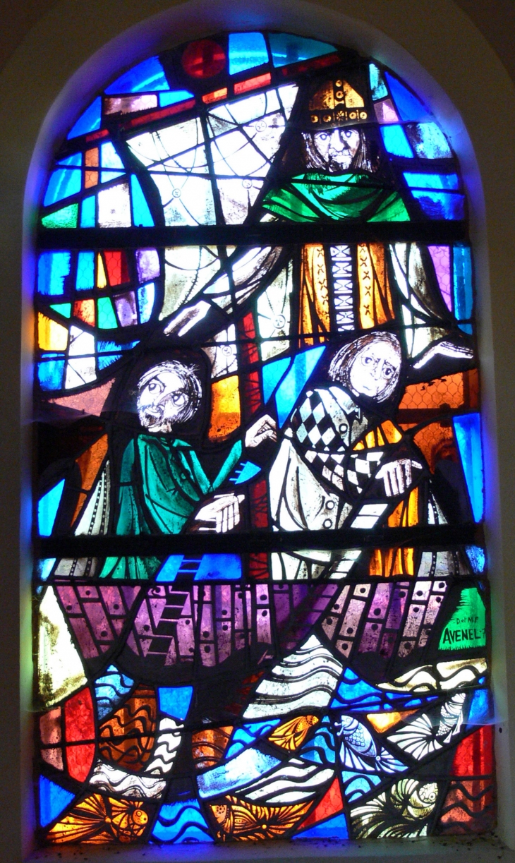 Vitrail de la Chapelle St Nicolas (réalisé par M Avenel de Compiègne) - Bailleval