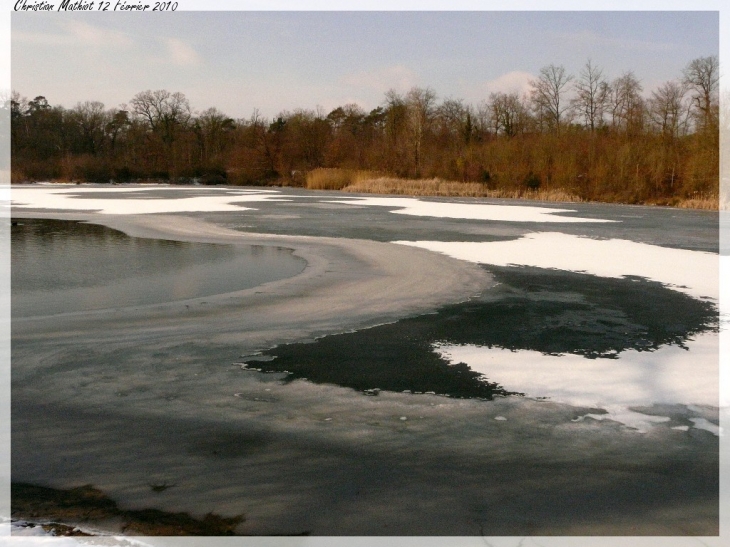 Neige, eau et glace à l'étang du Buissonnet - Choisy-au-Bac