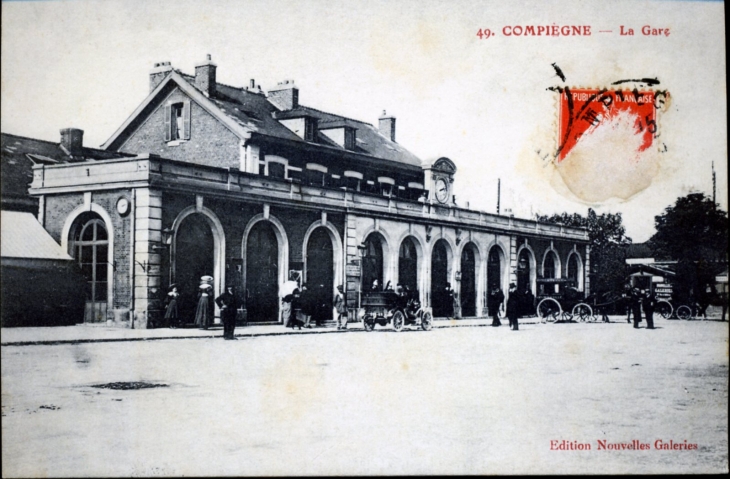 La Gare, vers 1914 (carte postale ancienne). - Compiègne