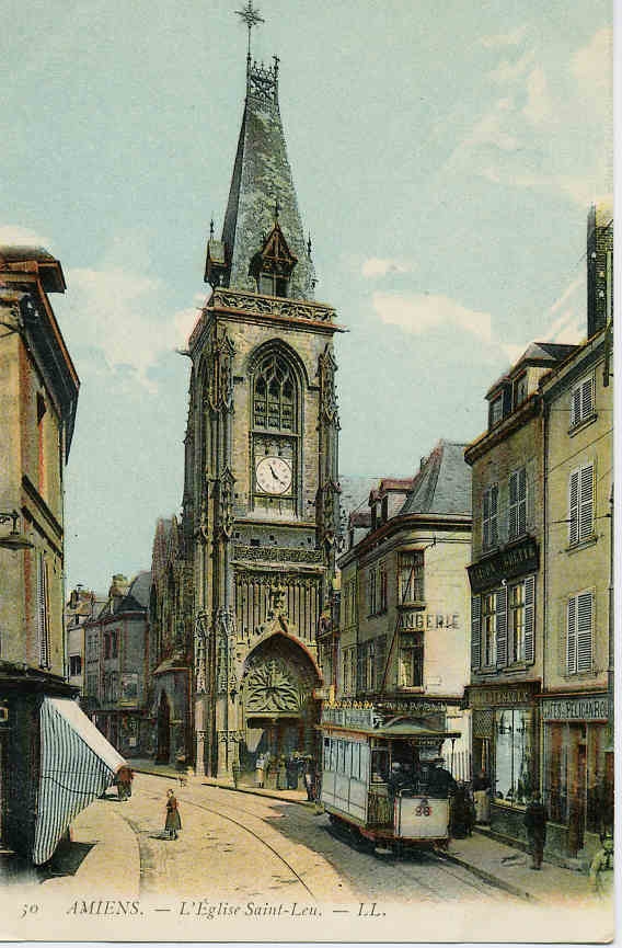 Eglise Saint Leu, vers 1910 (carte postale ancienne). - Amiens