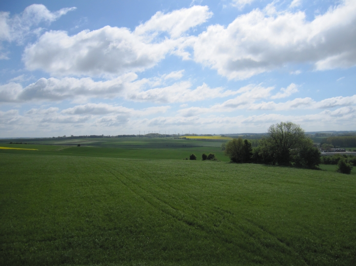 Vue de tour-de-guet-a-l-emplacement-du-fameux-moulin-d-ou-edouard-iii-suivait-la-bataille - Crécy-en-Ponthieu