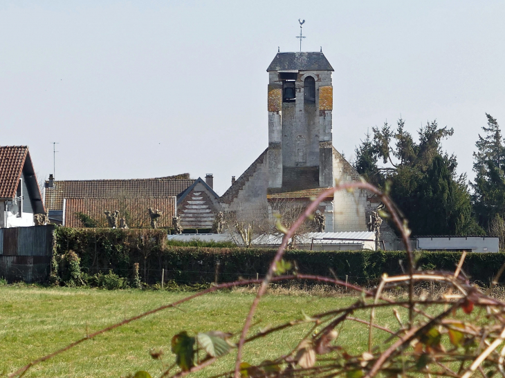 Epagnette : l'église vue du pont sur la Somme - Épagne-Épagnette