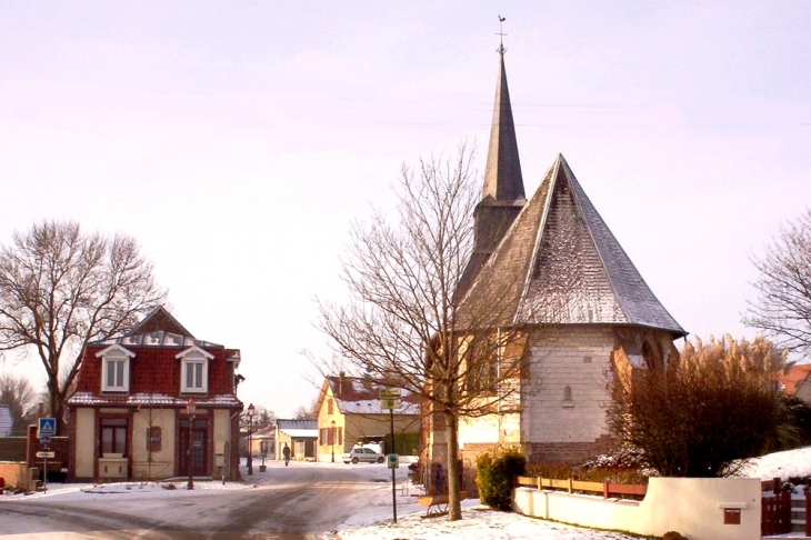 Mairie - Eglise un jour de neige - Grattepanche