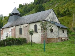 Eglise et moutons - Le Quesne