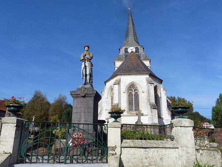 L'église et le monument aux morts - Ponches-Estruval