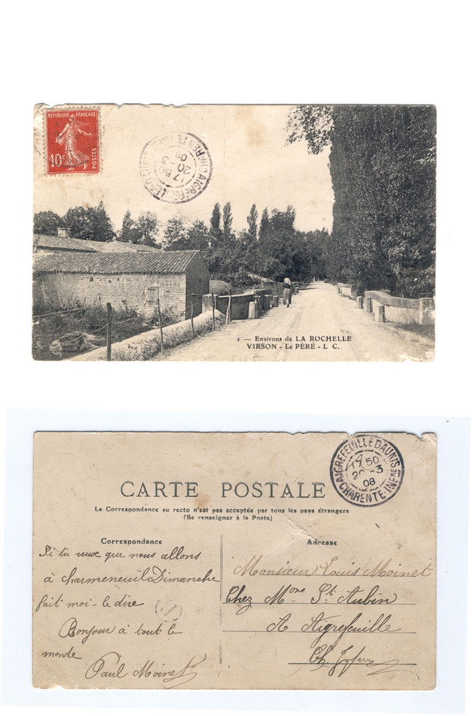 LE PONT CHEZ DENIS ET TEXTE DE LA CARTE POSTALE - Virson