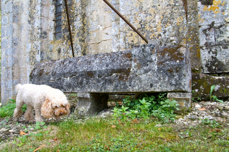 Sarcophage près de l'église Saint Pierre. - Édon