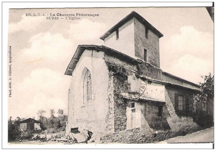 L'église avant 1918 (pas de monument aux morts) - Suris