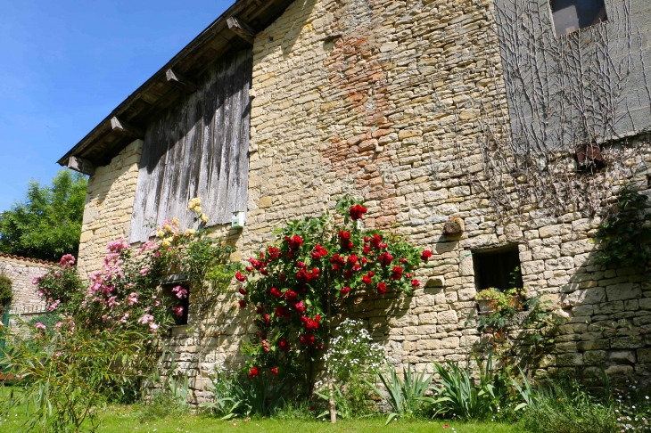 Au nord, le quartier de la Garenne est remarquable pour ses fermes à double accès qui s'étirent le long du bief Minet. - Arçais