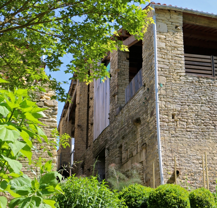 Au nord, le quartier de la Garenne est remarquable pour ses fermes à double accès qui s'étirent le long du bief Minet. - Arçais