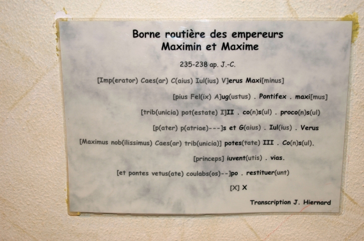 Explication de la borne Romaine  (musée de Rom)