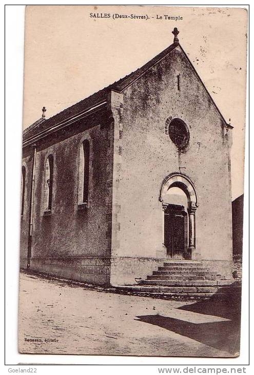 Le temple sur carte postale ancienne  - Salles