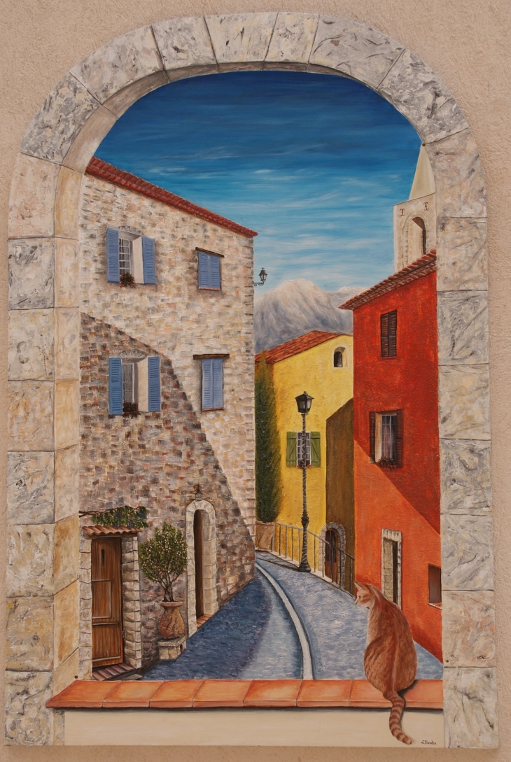 Peinture sur mur du village - Tourrettes