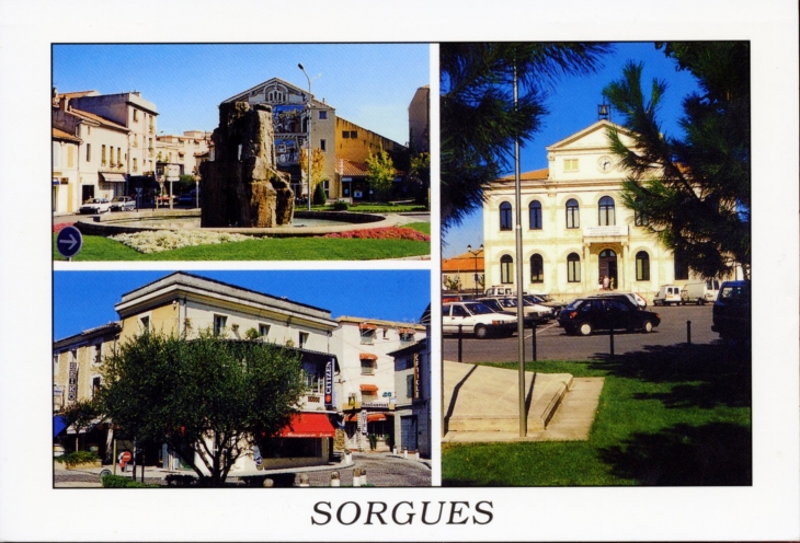 La Mairie - La Fontaine - le Centre Ville, carte postale 1990. - Sorgues