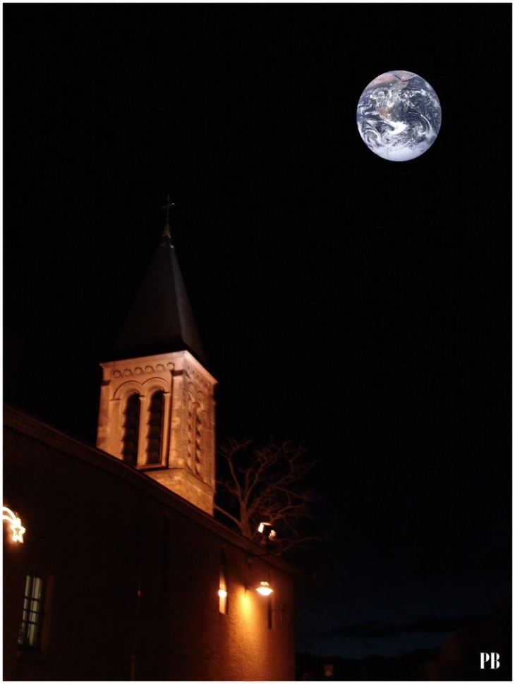 Le clocher d'Etables au clair de lune - Étables