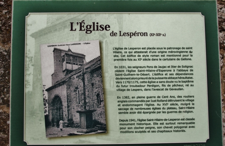 <église Saint-Hilaire - Lespéron