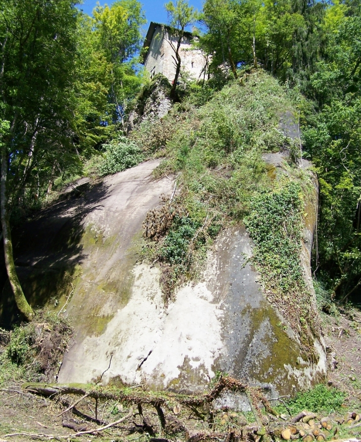 Le Château de Pierrecharve posé sur son rocher de molasse - Mûres