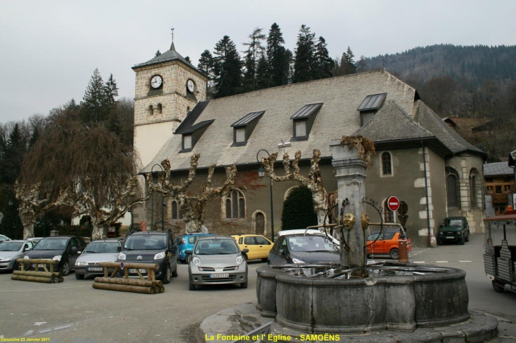 La Fontaine et l' Eglise - Samoëns