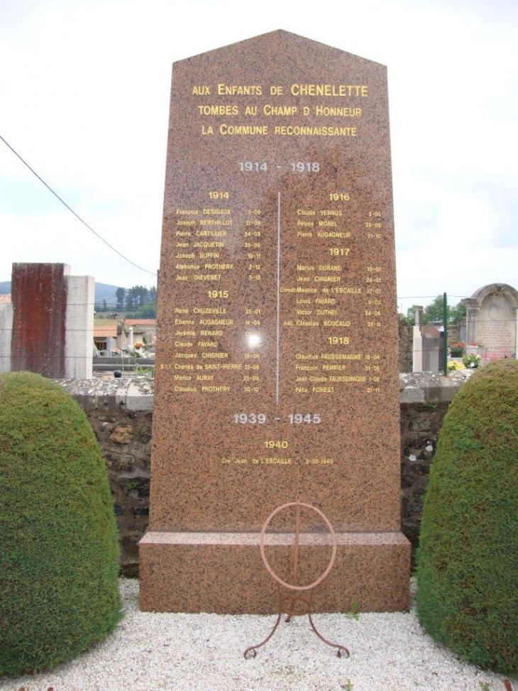 Chénelette (69430) monument aux morts