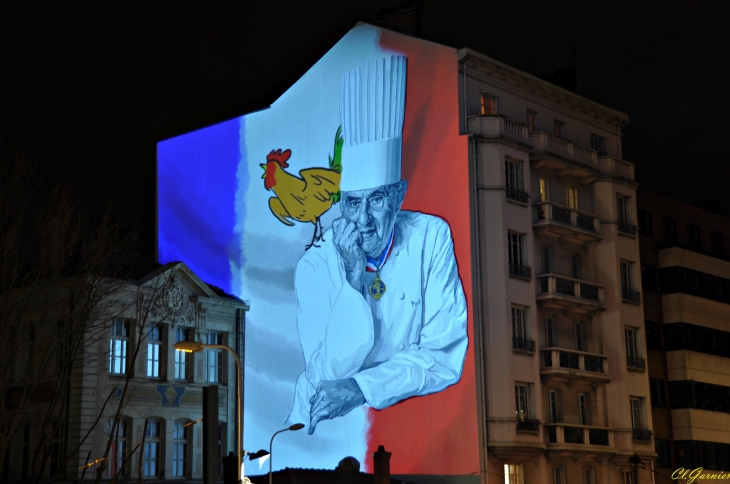 Fresque Paul Bocuse - Fête des Lumières 2015 - Lyon