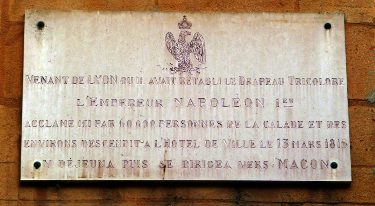 Plaque Napoléon - Villefranche-sur-Saône