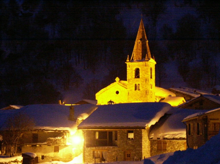 L'église de nuit - Bonneval-sur-Arc